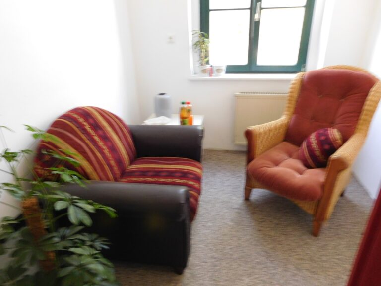 Kleiner Raum mit Sofa und Sessel